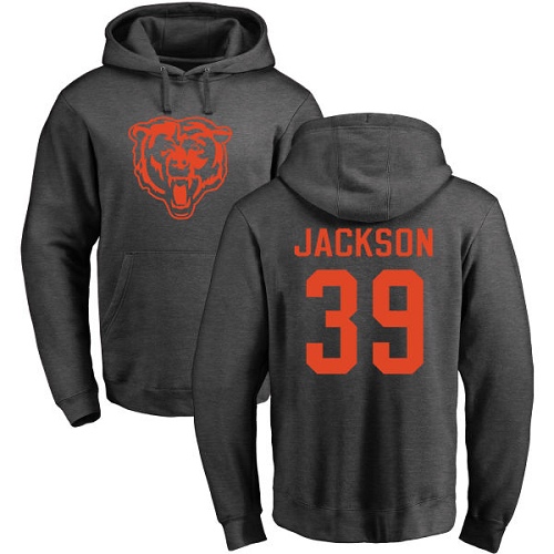 Chicago Bears Men Ash Eddie Jackson One Color NFL Football 39 Pullover Hoodie Sweatshirts